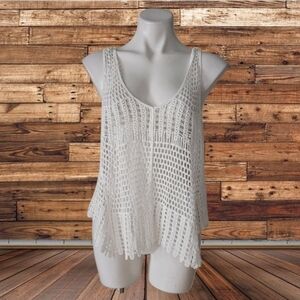 Love Lettef White Crochet Tank Top